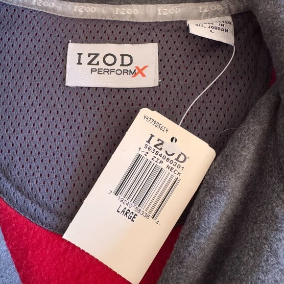 IZOD PerformX Pullover Sweater Mens Large Red 1/4 Zip Fleece NWT - Picture 4 of 10